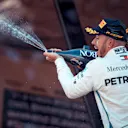 Race winner Lewis Hamilton (GBR) Mercedes-AMG F1 celebrates on the podium with the champagne at Formula One World Championship, Rd5, Spanish Grand Prix, Race, Barcelona, Spain, Sunday 13 May 2018. © Manuel Goria/Sutton Images