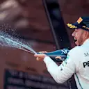 Race winner Lewis Hamilton (GBR) Mercedes-AMG F1 celebrates on the podium with the champagne at Formula One World Championship, Rd5, Spanish Grand Prix, Race, Barcelona, Spain, Sunday 13 May 2018. © Manuel Goria/Sutton Images