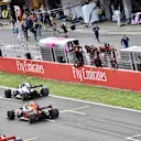 Sebastian Vettel (GER) Ferrari SF-71H, Max Verstappen (NED) Red Bull Racing RB14 and Brendon Hartley (NZL) Scuderia Toro Rosso STR13 cross the line at Formula One World Championship, Rd5, Spanish Grand Prix, Race, Barcelona, Spain, Sunday 13 May 2018. © Jerry Andre/Sutton Images