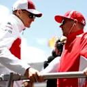Marcus Ericsson (SWE) Alfa Romeo Sauber F1 Team and Kimi Raikkonen (FIN) Ferrari on the drivers parade at Formula One World Championship, Rd5, Spanish Grand Prix, Race, Barcelona, Spain, Sunday 13 May 2018. © Manuel Goria/Sutton Images
