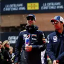 Daniel Ricciardo (AUS) Red Bull Racing and Sergio Perez (MEX) Force India on the drivers parade at Formula One World Championship, Rd5, Spanish Grand Prix, Race, Barcelona, Spain, Sunday 13 May 2018. © Manuel Goria/Sutton Images