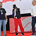 Lewis Hamilton (GBR) Mercedes-AMG F1 and Valtteri Bottas (FIN) Mercedes-AMG F1 on stage at Formula One World Championship, Rd5, Spanish Grand Prix, Preparations, Barcelona, Spain, Thursday 10 May 2018. © Jerry Andre/Sutton Images