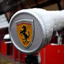 Ferrari logo as snow stops testing on day three at Formula One Testing, Day Three, Barcelona, Spain, 28 February 2018. © Jerry Andre/Sutton Images