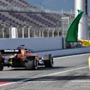 Marshals waces the green flag at Formula One Testing, Day One, Barcelona, Spain, Tuesday 15 May 2018. © Mark Sutton/Sutton Images