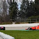 Brendon Hartley (NZL) Scuderia Toro Rosso STR13 and Kimi Raikkonen (FIN) Ferrari SF-71H at Formula One Testing, Day Four, Barcelona, Spain, 9 March 2018. © Mark Sutton/Sutton Images