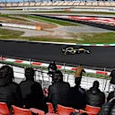 Nico Hulkenberg (GER) Renault Sport F1 Team RS18 and fans at Formula One Testing, Day One, Barcelona, Spain, 6 March 2018. © Mark Sutton/Sutton Images