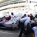 Marcus Ericsson (SWE) Alfa Romeo Sauber C37 pit stop at Formula One Testing, Day One, Barcelona, Spain, 6 March 2018. © Jerry Andre/Sutton Images