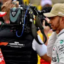 Sebastian Vettel, Ferrari and Lewis Hamilton, Mercedes AMG F1 in parc ferme at Formula World Championship, Rd18, United States Grand Prix, Qualifying, Circuit of the Americas, Austin, Texas, USA, Saturday 20 October 2018.