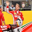 Sebastian Vettel, Ferrari celebrates in parc ferme at Formula World Championship, Rd18, United States Grand Prix, Qualifying, Circuit of the Americas, Austin, Texas, USA, Saturday 20 October 2018.
