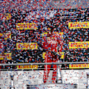 Max Verstappen, Red Bull Racing, Kimi Raikkonen, Ferrari and Lewis Hamilton, Mercedes AMG F1 celebrate on the podium with the champagne at Formula One World Championship, Rd18, United States Grand Prix, Race, Circuit of the Americas, Austin, Texas, USA, Sunday 21 October 2018.