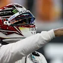 ABU DHABI, UNITED ARAB EMIRATES - NOVEMBER 30: Pole position qualifier Lewis Hamilton of Great Britain and Mercedes GP celebrates in parc ferme during qualifying for the F1 Grand Prix of Abu Dhabi at Yas Marina Circuit on November 30, 2019 in Abu Dhabi, United Arab Emirates. (Photo by Charles Coates/Getty Images)