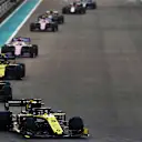 ABU DHABI, UNITED ARAB EMIRATES - DECEMBER 01: Daniel Ricciardo of Australia driving the (3) Renault Sport Formula One Team RS19 leads Kevin Magnussen of Denmark driving the (20) Haas F1 Team VF-19 Ferrari on track during the F1 Grand Prix of Abu Dhabi at Yas Marina Circuit on December 01, 2019 in Abu Dhabi, United Arab Emirates. (Photo by Mark Thompson/Getty Images)