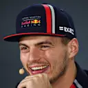 ABU DHABI, UNITED ARAB EMIRATES - NOVEMBER 28: Max Verstappen of Netherlands and Red Bull Racing talks in the Drivers Press Conference during previews ahead of the F1 Grand Prix of Abu Dhabi at Yas Marina Circuit on November 28, 2019 in Abu Dhabi, United Arab Emirates. (Photo by Clive Mason/Getty Images)