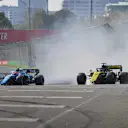 MELBOURNE GRAND PRIX CIRCUIT, AUSTRALIA - MARCH 17: Robert Kubica, Williams FW42 and Daniel Ricciardo, Renault R.S.19 with damage after contact at the start during the Australian GP at Melbourne Grand Prix Circuit on March 17, 2019 in Melbourne Grand Prix Circuit, Australia. (Photo by Jerry Andre / Sutton Images)