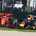 MELBOURNE GRAND PRIX CIRCUIT, AUSTRALIA - MARCH 17: Max Verstappen, Red Bull Racing RB15 overtakes Sebastian Vettel, Ferrari SF90 during the Australian GP at Melbourne Grand Prix Circuit on March 17, 2019 in Melbourne Grand Prix Circuit, Australia. (Photo by Dirk Klynsmith / Sutton Images)