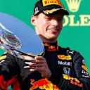 MELBOURNE GRAND PRIX CIRCUIT, AUSTRALIA - MARCH 17: Max Verstappen, Red Bull Racing celebrates on the podium with the trophy during the Australian GP at Melbourne Grand Prix Circuit on March 17, 2019 in Melbourne Grand Prix Circuit, Australia. (Photo by Glenn Dunbar / LAT Images)