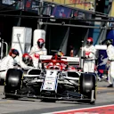 MELBOURNE GRAND PRIX CIRCUIT, AUSTRALIA - MARCH 17: Kimi Raikkonen, Alfa Romeo Racing C38, leaves his pit box after a stop during the Australian GP at Melbourne Grand Prix Circuit on March 17, 2019 in Melbourne Grand Prix Circuit, Australia. (Photo by Steven Tee / LAT Images)