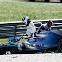 RED BULL RING, AUSTRIA - JUNE 28: Valtteri Bottas, Mercedes AMG W10 getting out of his car after his crash during the Austrian GP at Red Bull Ring on June 28, 2019 in Red Bull Ring, Austria. (Photo by Glenn Dunbar / LAT Images)