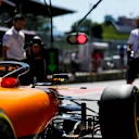 RED BULL RING, AUSTRIA - JUNE 28: Lando Norris, McLaren MCL34, in the pits during practice during the Austrian GP at Red Bull Ring on June 28, 2019 in Red Bull Ring, Austria. (Photo by Zak Mauger / LAT Images)