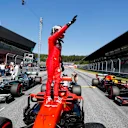 RED BULL RING, AUSTRIA - JUNE 29: Pole Sitter Charles Leclerc, Ferrari celebrates in Parc Ferme during the Austrian GP at Red Bull Ring on June 29, 2019 in Red Bull Ring, Austria. (Photo by Steven Tee / LAT Images)
