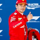 RED BULL RING, AUSTRIA - JUNE 29: Pole Sitter Charles Leclerc, Ferrari celebrates in Parc Ferme during the Austrian GP at Red Bull Ring on June 29, 2019 in Red Bull Ring, Austria. (Photo by Glenn Dunbar / LAT Images)