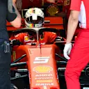 RED BULL RING, AUSTRIA - JUNE 29: Sebastian Vettel, Ferrari SF90, in the garage during Qualifying during the Austrian GP at Red Bull Ring on June 29, 2019 in Red Bull Ring, Austria. (Photo by Mark Sutton / Sutton Images)