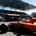 BAKU CITY CIRCUIT, AZERBAIJAN - APRIL 27: Carlos Sainz, McLaren MCL34, leaves the garage during the Azerbaijan GP at Baku City Circuit on April 27, 2019 in Baku City Circuit, Azerbaijan. (Photo by Zak Mauger / LAT Images)