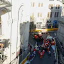 BAKU CITY CIRCUIT, AZERBAIJAN - APRIL 27: Marshals recover the crashed car of Charles Leclerc, Ferrari SF90 in qualifying during the Azerbaijan GP at Baku City Circuit on April 27, 2019 in Baku City Circuit, Azerbaijan. (Photo by Zak Mauger / LAT Images)
