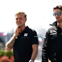BAKU CITY CIRCUIT, AZERBAIJAN - APRIL 28: Kevin Magnussen, Haas F1 and Romain Grosjean, Haas F1 during the Azerbaijan GP at Baku City Circuit on April 28, 2019 in Baku City Circuit, Azerbaijan. (Photo by Andy Hone / LAT Images)