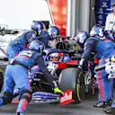 BAKU CITY CIRCUIT, AZERBAIJAN - APRIL 28: Daniil Kvyat, Toro Rosso STR14 being pushed into the garage after retiring from the race during the Azerbaijan GP at Baku City Circuit on April 28, 2019 in Baku City Circuit, Azerbaijan. (Photo by Glenn Dunbar / LAT Images)