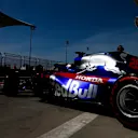 BAHRAIN INTERNATIONAL CIRCUIT, BAHRAIN - MARCH 29: Daniil Kvyat, Toro Rosso STR14, leaves the garage during the Bahrain GP at Bahrain International Circuit on March 29, 2019 in Bahrain International Circuit, Bahrain. (Photo by Andy Hone / LAT Images)
