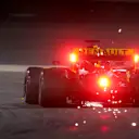 BAHRAIN INTERNATIONAL CIRCUIT, BAHRAIN - MARCH 30: Sparks fly from the rear of Daniel Ricciardo, Renault R.S.19 during the Bahrain GP at Bahrain International Circuit on March 30, 2019 in Bahrain International Circuit, Bahrain. (Photo by Steven Tee / LAT Images)