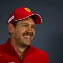 BAHRAIN INTERNATIONAL CIRCUIT, BAHRAIN - MARCH 30: Sebastian Vettel, Ferrari, in the post Qualifying Press Conference during the Bahrain GP at Bahrain International Circuit on March 30, 2019 in Bahrain International Circuit, Bahrain. (Photo by Simon Galloway / Sutton Images)