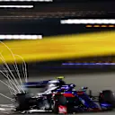 BAHRAIN INTERNATIONAL CIRCUIT, BAHRAIN - MARCH 30: Sparks fly from the car of Alexander Albon, Toro Rosso STR14 during the Bahrain GP at Bahrain International Circuit on March 30, 2019 in Bahrain International Circuit, Bahrain. (Photo by Andy Hone / LAT Images)