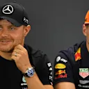 SPA-FRANCORCHAMPS, BELGIUM - AUGUST 29: Max Verstappen, Red Bull Racing, and Valtteri Bottas, Mercedes AMG F1 during the Belgian GP at Spa-Francorchamps on August 29, 2019 in Spa-Francorchamps, Belgium. (Photo by Simon Galloway / Sutton Images)