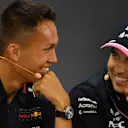 SPA-FRANCORCHAMPS, BELGIUM - AUGUST 29: Alexander Albon, Red Bull, and Sergio Perez, Racing Point during the Belgian GP at Spa-Francorchamps on August 29, 2019 in Spa-Francorchamps, Belgium. (Photo by Simon Galloway / Sutton Images)