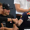 SPA-FRANCORCHAMPS, BELGIUM - AUGUST 29: George Russell, Williams Racing, Valtteri Bottas, Mercedes AMG F1 and Max Verstappen, Red Bull Racing during the Belgian GP at Spa-Francorchamps on August 29, 2019 in Spa-Francorchamps, Belgium. (Photo by Simon Galloway / Sutton Images)