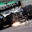 SAO PAULO, BRAZIL - NOVEMBER 16: Sparks fly behind Daniel Ricciardo of Australia driving the (3) Renault Sport Formula One Team RS19 on track during final practice for the F1 Grand Prix of Brazil at Autodromo Jose Carlos Pace on November 16, 2019 in Sao Paulo, Brazil. (Photo by Dan Istitene/Getty Images)