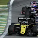 SAO PAULO, BRAZIL - NOVEMBER 17: Daniel Ricciardo of Australia driving the (3) Renault Sport Formula One Team RS19 leads Romain Grosjean of France driving the (8) Haas F1 Team VF-19 Ferrari on track during the F1 Grand Prix of Brazil at Autodromo Jose Carlos Pace on November 17, 2019 in Sao Paulo, Brazil. (Photo by Robert Cianflone/Getty Images)