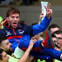 SAO PAULO, BRAZIL - NOVEMBER 17: Second placed Pierre Gasly of France and Scuderia Toro Rosso celebrates with his team after the F1 Grand Prix of Brazil at Autodromo Jose Carlos Pace on November 17, 2019 in Sao Paulo, Brazil. (Photo by Dan Istitene/Getty Images)