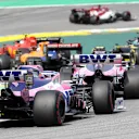 SAO PAULO, BRAZIL - NOVEMBER 17: Sergio Perez of Mexico driving the (11) Racing Point RP19 Mercedes is seen at the start during the F1 Grand Prix of Brazil at Autodromo Jose Carlos Pace on November 17, 2019 in Sao Paulo, Brazil. (Photo by Mark Thompson/Getty Images)