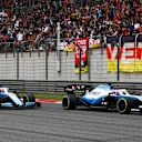 SHANGHAI INTERNATIONAL CIRCUIT, CHINA - APRIL 14: George Russell, Williams Racing FW42 leads Robert Kubica, Williams FW42 during the Chinese GP at Shanghai International Circuit on April 14, 2019 in Shanghai International Circuit, China. (Photo by Glenn Dunbar / LAT Images)