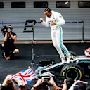 SHANGHAI INTERNATIONAL CIRCUIT, CHINA - APRIL 14: Lewis Hamilton, Mercedes AMG F1 celebrates in Parc Ferme during the Chinese GP at Shanghai International Circuit on April 14, 2019 in Shanghai International Circuit, China. (Photo by Glenn Dunbar / LAT Images)
