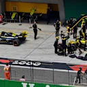 SHANGHAI INTERNATIONAL CIRCUIT, CHINA - APRIL 12: Nico Hulkenberg, Renault R.S. 19, and Daniel Ricciardo, Renault R.S.19, in the pit lane during the Chinese GP at Shanghai International Circuit on April 12, 2019 in Shanghai International Circuit, China. (Photo by Jerry Andre / Sutton Images)