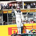 CIRCUIT PAUL RICARD, FRANCE - JUNE 22: Pole man Lewis Hamilton, Mercedes AMG F1, celebrates after Qualifying during the French GP at Circuit Paul Ricard on June 22, 2019 in Circuit Paul Ricard, France. (Photo by Jerry Andre / Sutton Images)