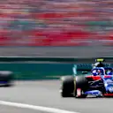 CIRCUIT PAUL RICARD, FRANCE - JUNE 23: Alexander Albon, Toro Rosso STR14, leads Daniil Kvyat, Toro Rosso STR14 during the French GP at Circuit Paul Ricard on June 23, 2019 in Circuit Paul Ricard, France. (Photo by Glenn Dunbar / LAT Images)