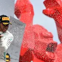 CIRCUIT PAUL RICARD, FRANCE - JUNE 23: Lewis Hamilton, Mercedes AMG F1, 1st position, sprays Champagne on the podium during the French GP at Circuit Paul Ricard on June 23, 2019 in Circuit Paul Ricard, France. (Photo by Mark Sutton / Sutton Images)