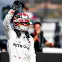 HOCKENHEIMRING, GERMANY - JULY 27: Pole Sitter Lewis Hamilton, Mercedes AMG F1 celebrates in Parc Ferme during the German GP at Hockenheimring on July 27, 2019 in Hockenheimring, Germany. (Photo by Sam Bloxham / LAT Images)