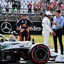 HOCKENHEIMRING, GERMANY - JULY 27: Lewis Hamilton, Mercedes AMG F1, is interviewed by Paul di Resta, Sky Sports F1, after securing pole position during the German GP at Hockenheimring on July 27, 2019 in Hockenheimring, Germany. (Photo by Mark Sutton / Sutton Images)