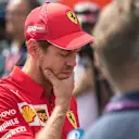 HOCKENHEIMRING, GERMANY - JULY 27: Sebastian Vettel, Ferrari, is interviewed after Qualifying during the German GP at Hockenheimring on July 27, 2019 in Hockenheimring, Germany. (Photo by Jerry Andre / LAT Images)